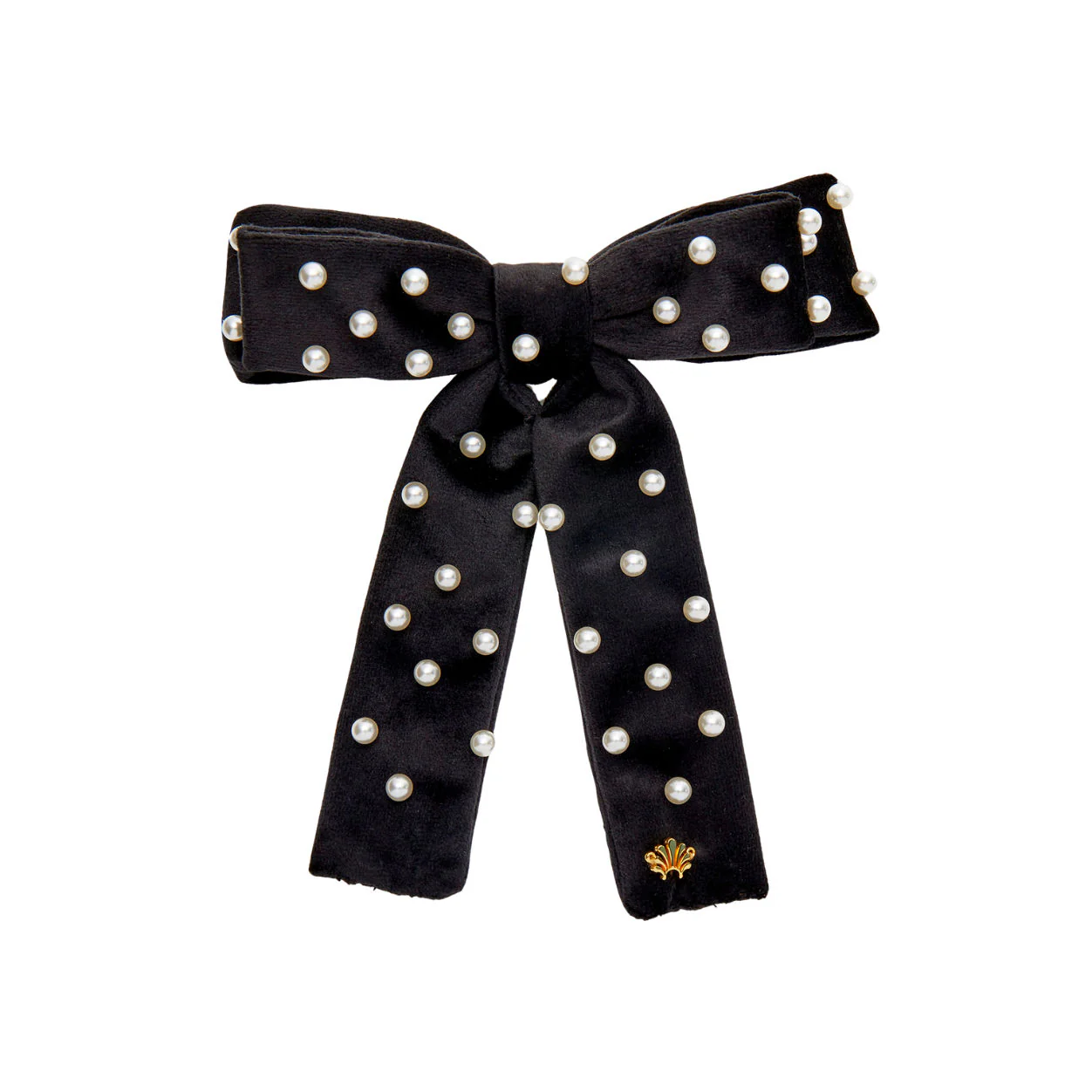 Jet Pearl Embellished Antoinette Bow Barrette